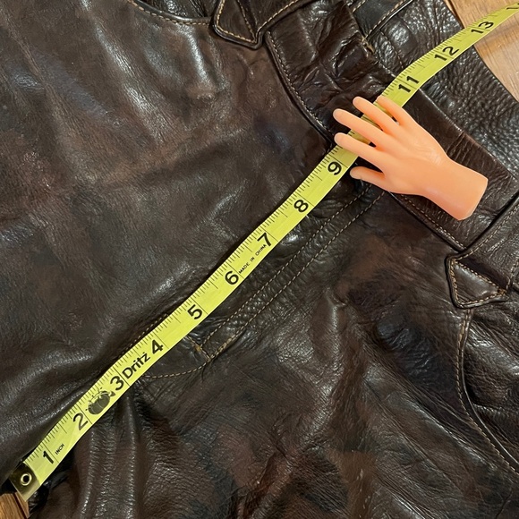 Vintage 60s Brown Leather Flare Pants 33 x 32” - Picture 3 of 16